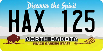 ND license plate HAX125
