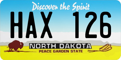 ND license plate HAX126