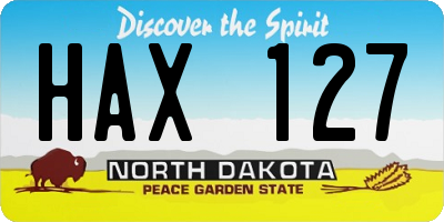 ND license plate HAX127