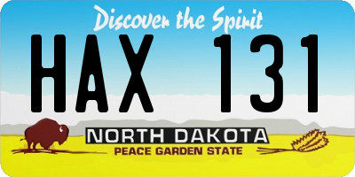 ND license plate HAX131