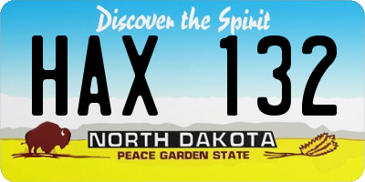 ND license plate HAX132