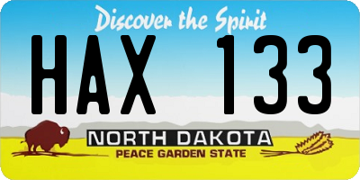 ND license plate HAX133