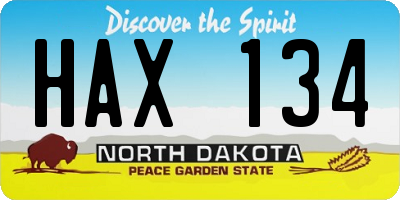 ND license plate HAX134