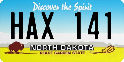 ND license plate HAX141
