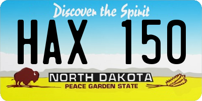 ND license plate HAX150