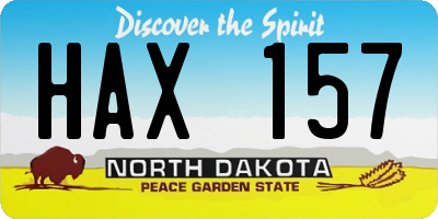 ND license plate HAX157