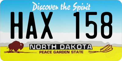ND license plate HAX158