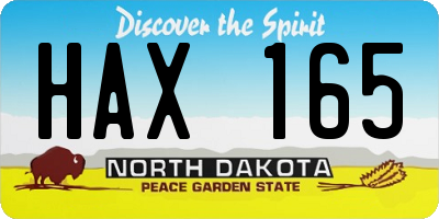 ND license plate HAX165