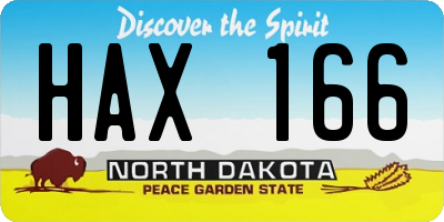 ND license plate HAX166
