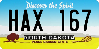 ND license plate HAX167