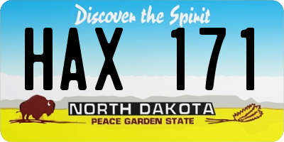 ND license plate HAX171