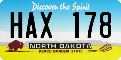 ND license plate HAX178