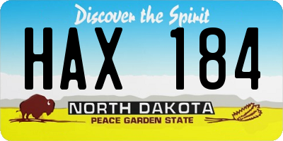 ND license plate HAX184