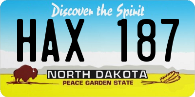 ND license plate HAX187