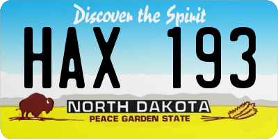 ND license plate HAX193