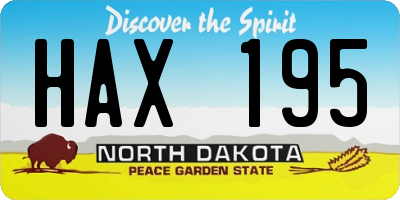ND license plate HAX195