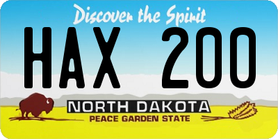 ND license plate HAX200