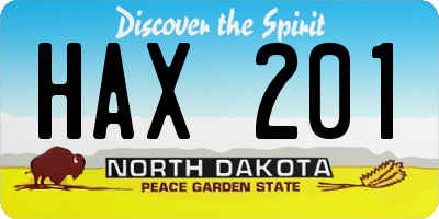 ND license plate HAX201
