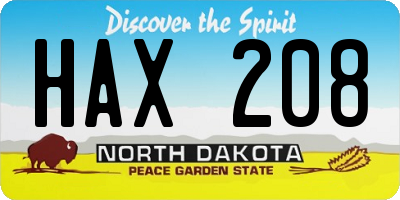 ND license plate HAX208