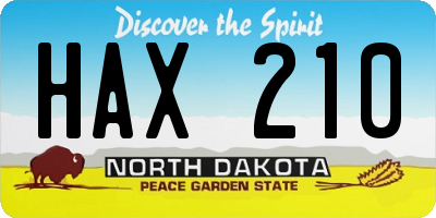ND license plate HAX210
