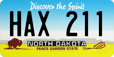 ND license plate HAX211