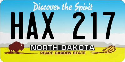 ND license plate HAX217