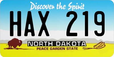 ND license plate HAX219