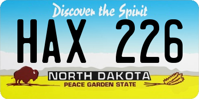 ND license plate HAX226