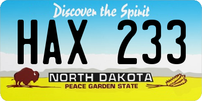 ND license plate HAX233