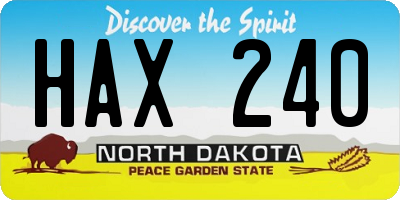 ND license plate HAX240