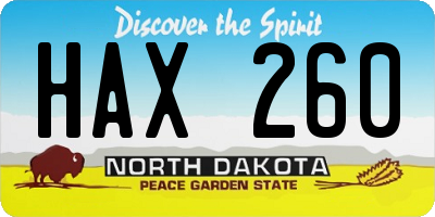ND license plate HAX260