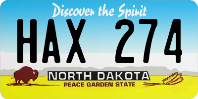 ND license plate HAX274