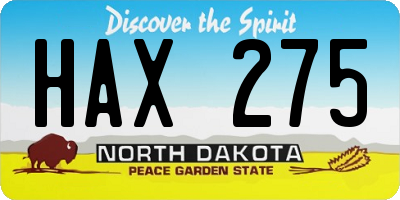 ND license plate HAX275