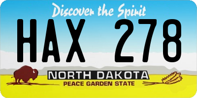 ND license plate HAX278