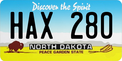 ND license plate HAX280