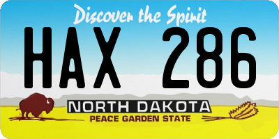 ND license plate HAX286