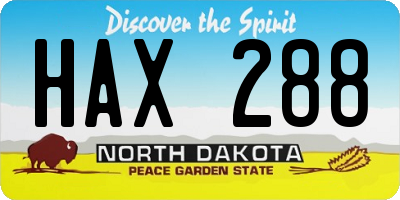 ND license plate HAX288