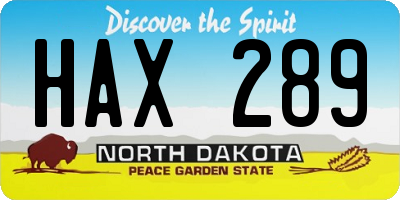 ND license plate HAX289