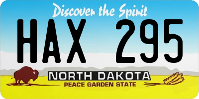 ND license plate HAX295