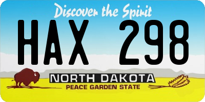 ND license plate HAX298