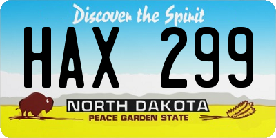 ND license plate HAX299