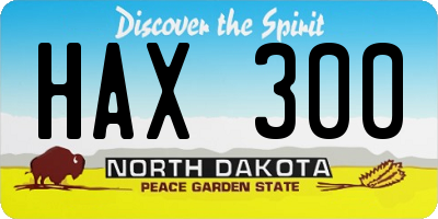 ND license plate HAX300