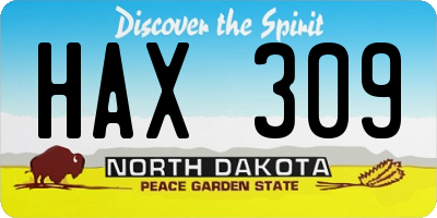 ND license plate HAX309