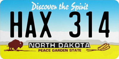 ND license plate HAX314