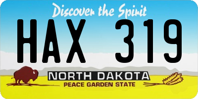 ND license plate HAX319