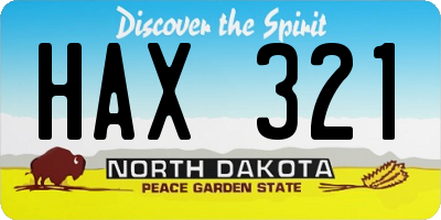 ND license plate HAX321