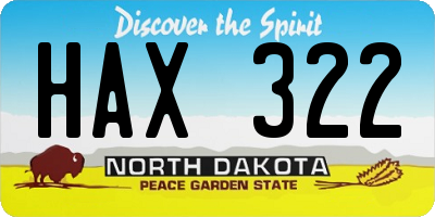 ND license plate HAX322