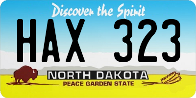 ND license plate HAX323