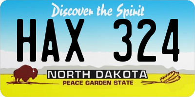 ND license plate HAX324