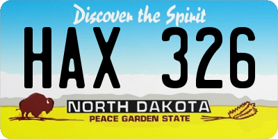 ND license plate HAX326